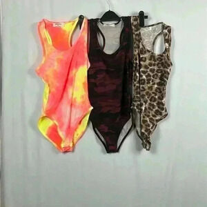 Zenana Womens 3 Bundle Bodysuits Size S Buttery Soft Snap Bottom Racerback NWOT